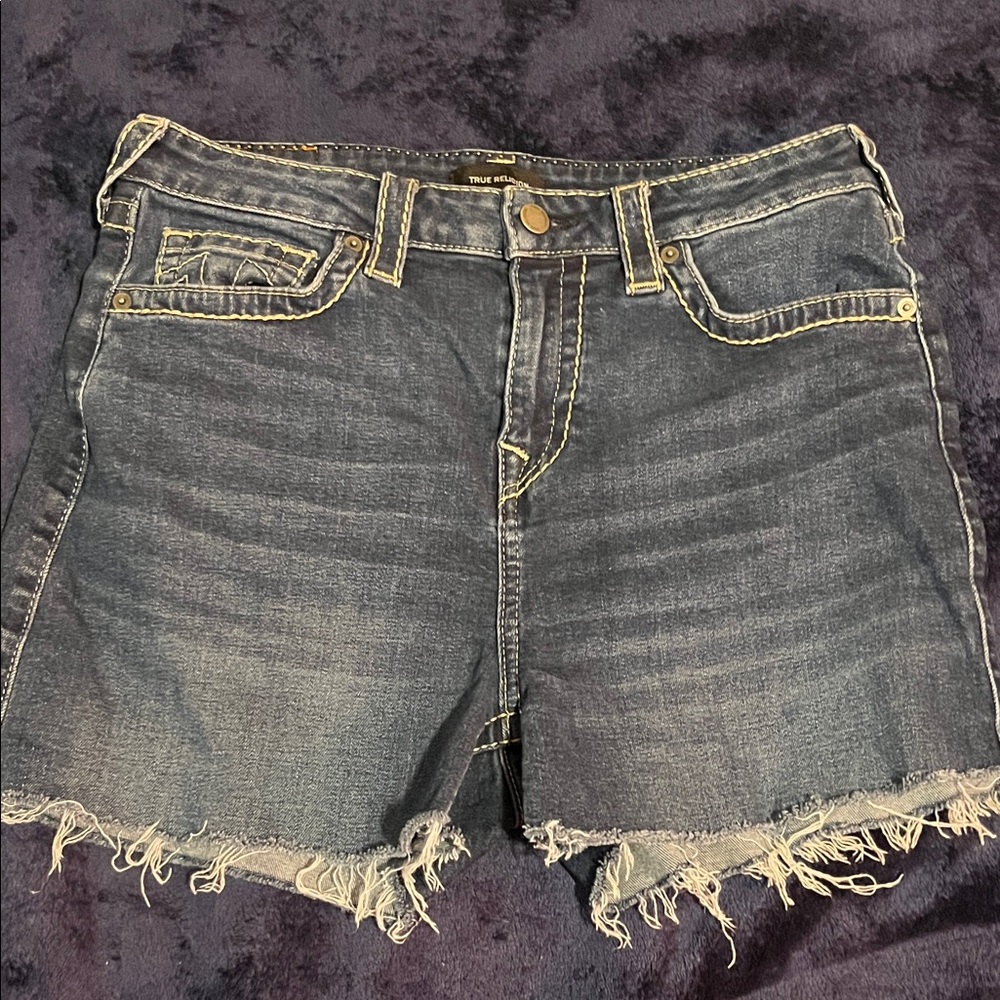 True Religion Dark Blue Jean Shorts